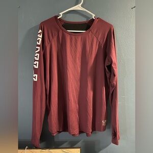 PINK Burgundy Long sleeve top, mesh back, logo on sleeve size small #2108
